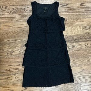 Laundry by Shelli Segal Black Lace Layered Dress 0